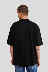 Crazy Black Printed T Shirt Men Baggy Fit With Front Design Pic 2