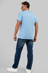 Feature Powder Blue Regular Fit T-Shirt Men