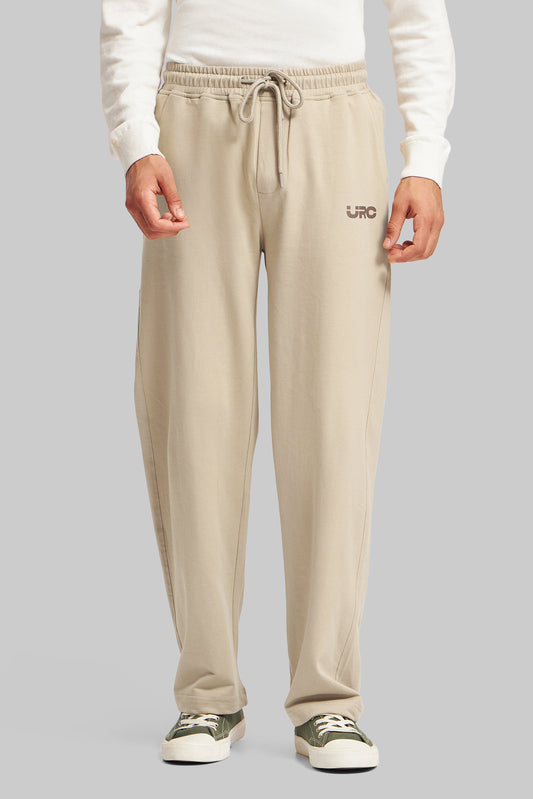 Beige Cotton Joggers Pic 1