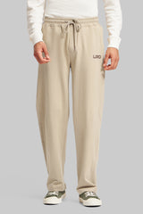 Beige Cotton Joggers Pic 1