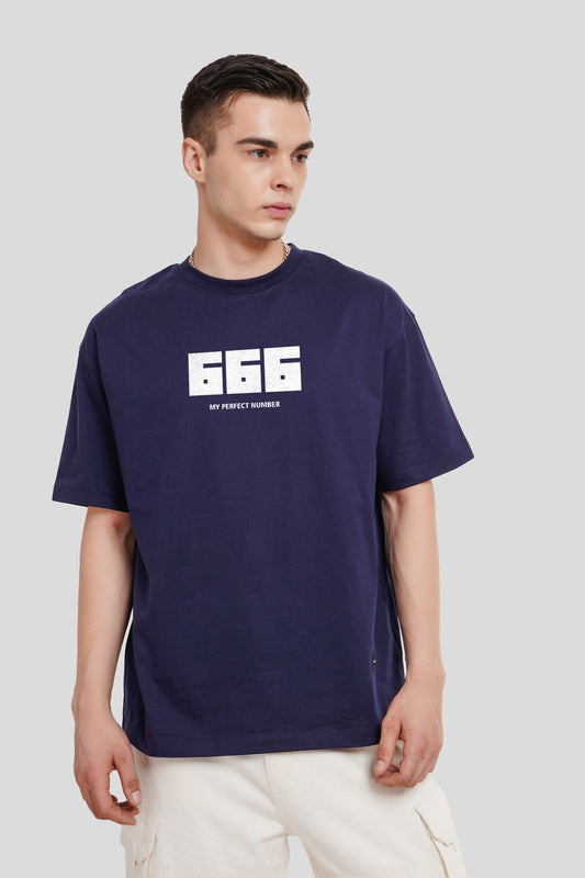 666 Navy Blue Oversized Fit T-Shirt Men