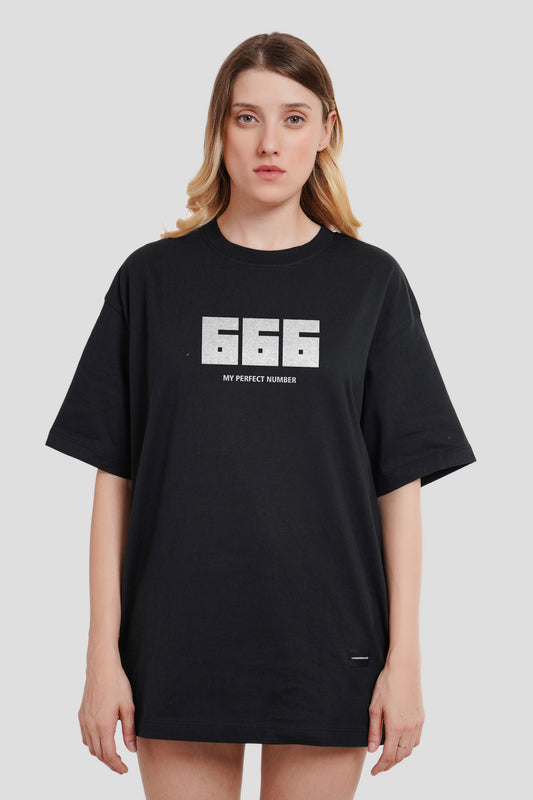 666 Black Oversized Fit T-Shirt Women Pic 1