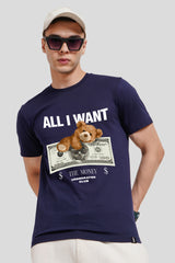 All I Want Navy Blue Printed T-Shirt