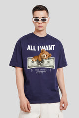 All I Want Navy Blue Printed T-Shirt