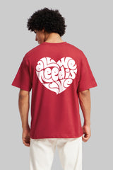 All You Need Is Love Red Oversized Fit T-Shirt Men Pic 1