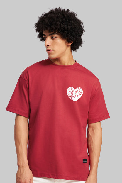 All You Need Is Love Red Oversized Fit T-Shirt Men Pic 2