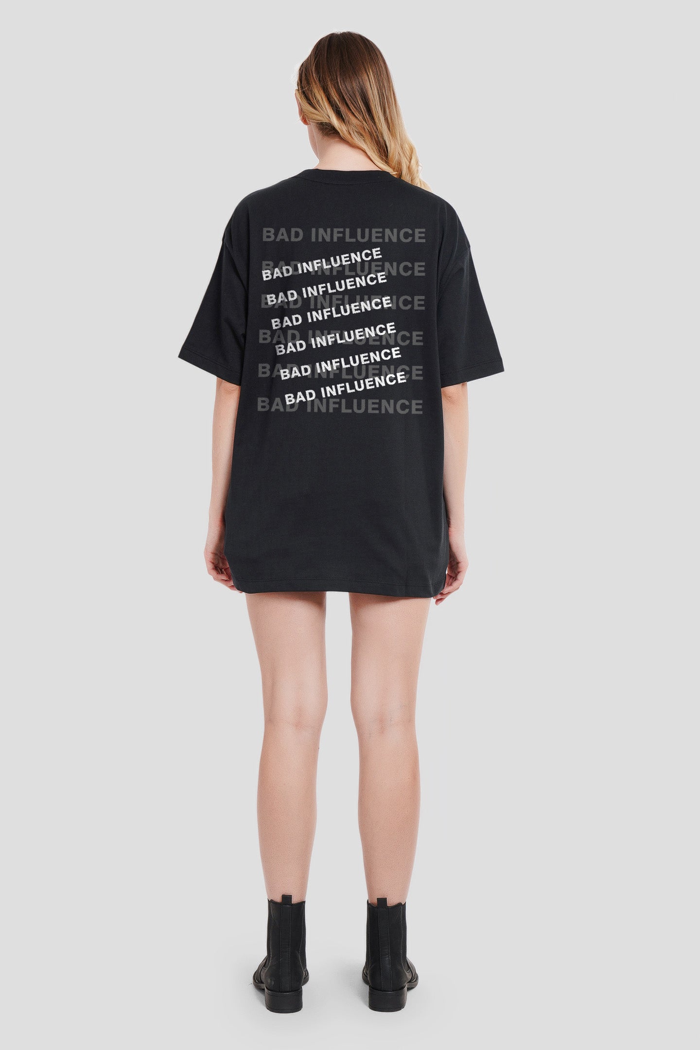 Bad Influence Black Oversized Fit T-Shirt Women