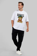 Badass Teddy White Baggy Fit T-Shirt Men