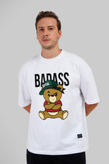 Badass Teddy White Baggy Fit T-Shirt Men