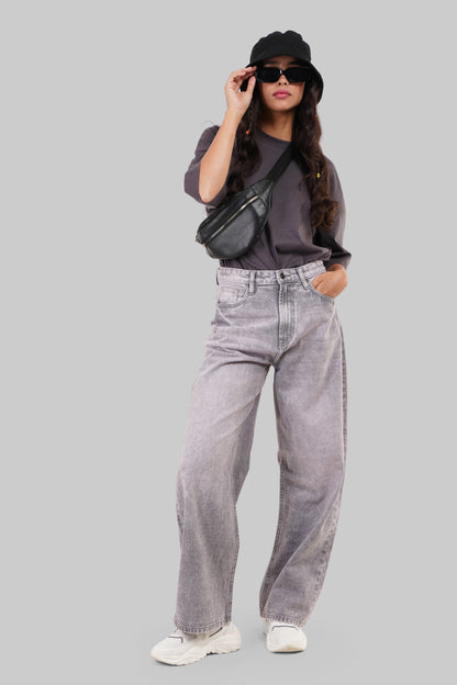 Light Grey High Rise Baggy Women Jeans