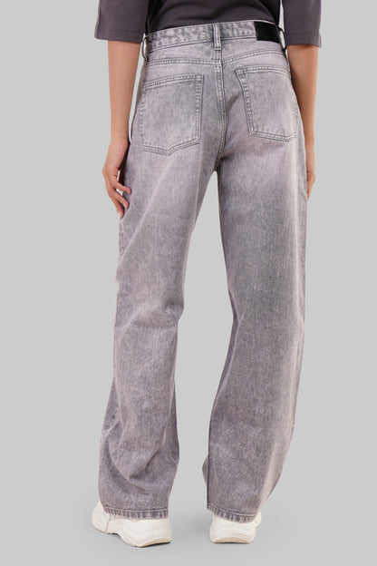 Light Grey High Rise Baggy Women Jeans