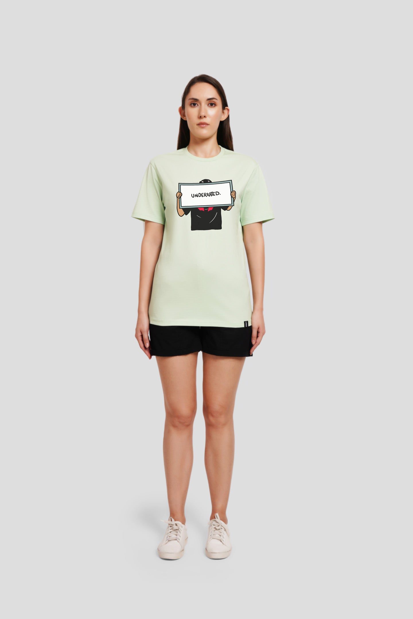 Be Underrated Pastel Green Printed T-Shirt