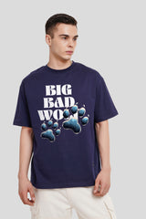 Big Bad Wolf Navy Blue Oversized Fit T-Shirt Men