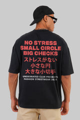 No Stress Big Checks Black Baggy Fit T-Shirt Men