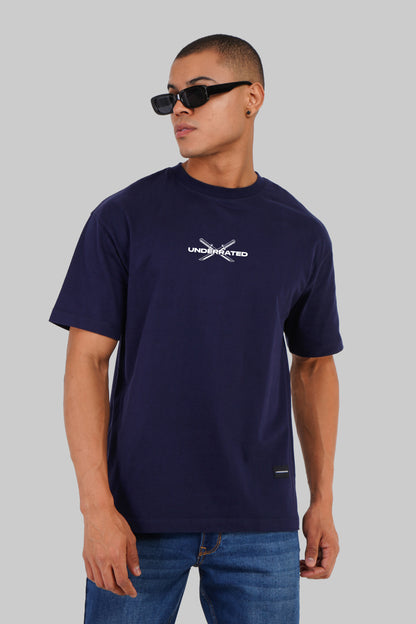 Blade's Honor Navy Blue Oversized Fit T-Shirt Men Pic 2