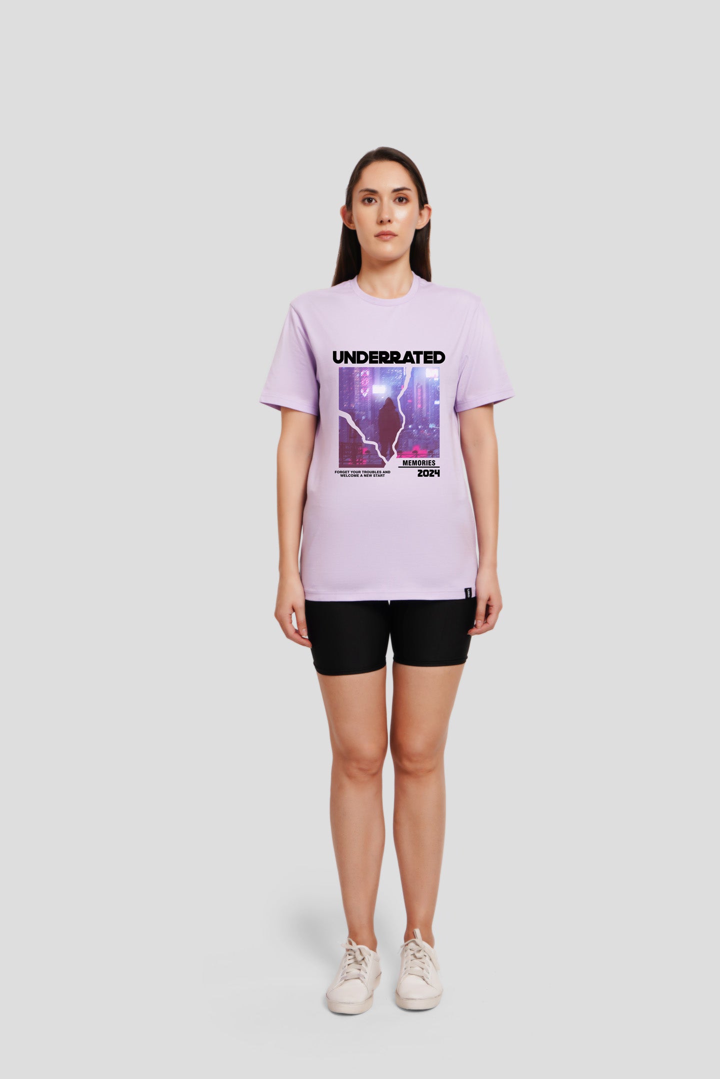 Cityscape Dreams Lilac Printed T-Shirt