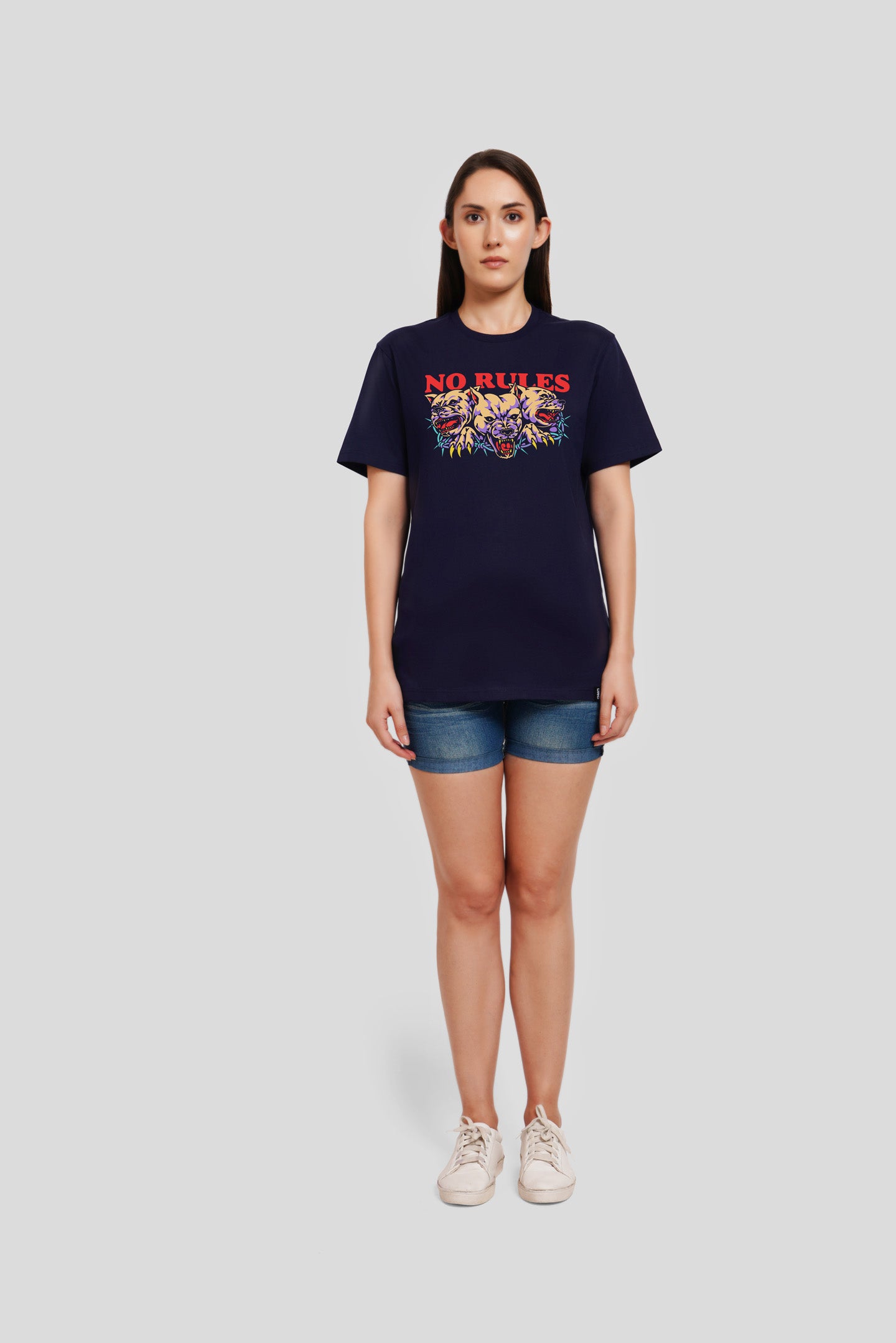 No Rules Navy Blue Printed T-Shirt