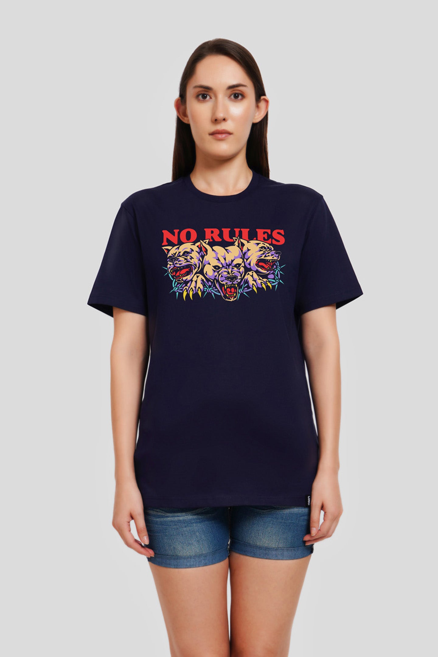 No Rules Navy Blue Printed T-Shirt