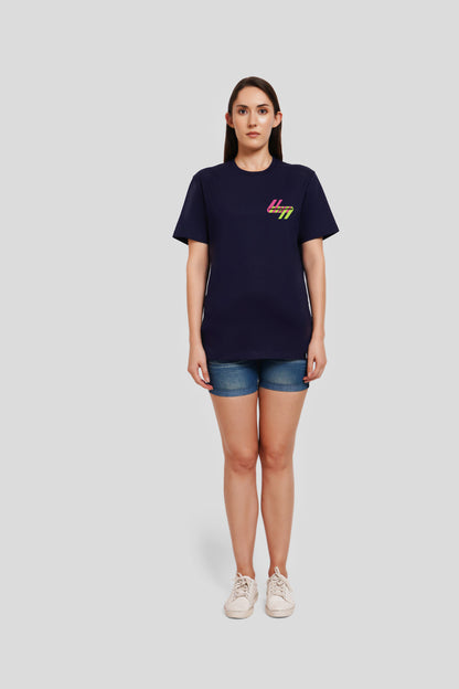 Neon Pocket Navy Blue Printed T-Shirt