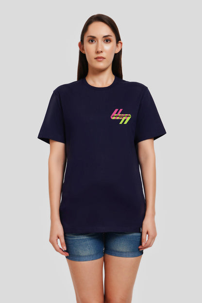 Neon Pocket Navy Blue Printed T-Shirt