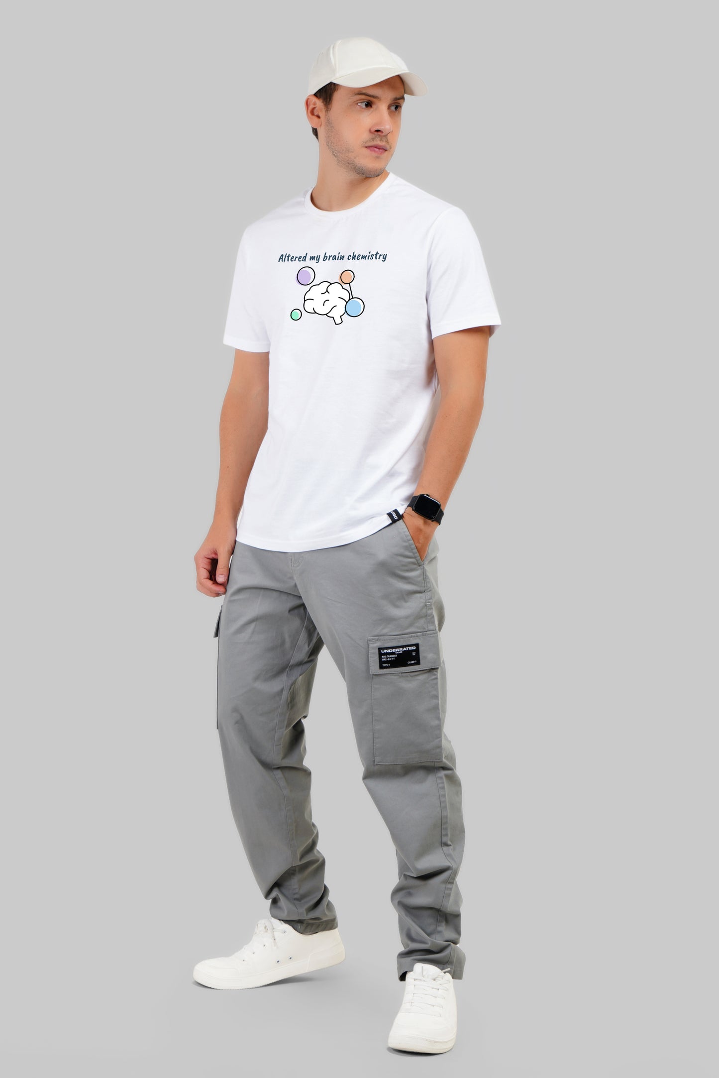 Brain Chemistry White Regular Fit T-Shirt Men Pic 2