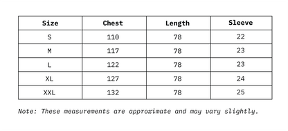 Size Chart of Men Relaxed Fit Shirt Half Sleeves in cm