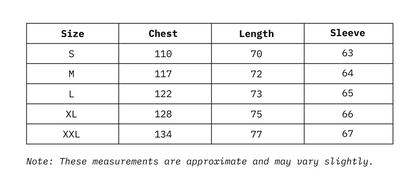 Size Chart of Women Relaxed Fit Shacket Full Sleeves in cm