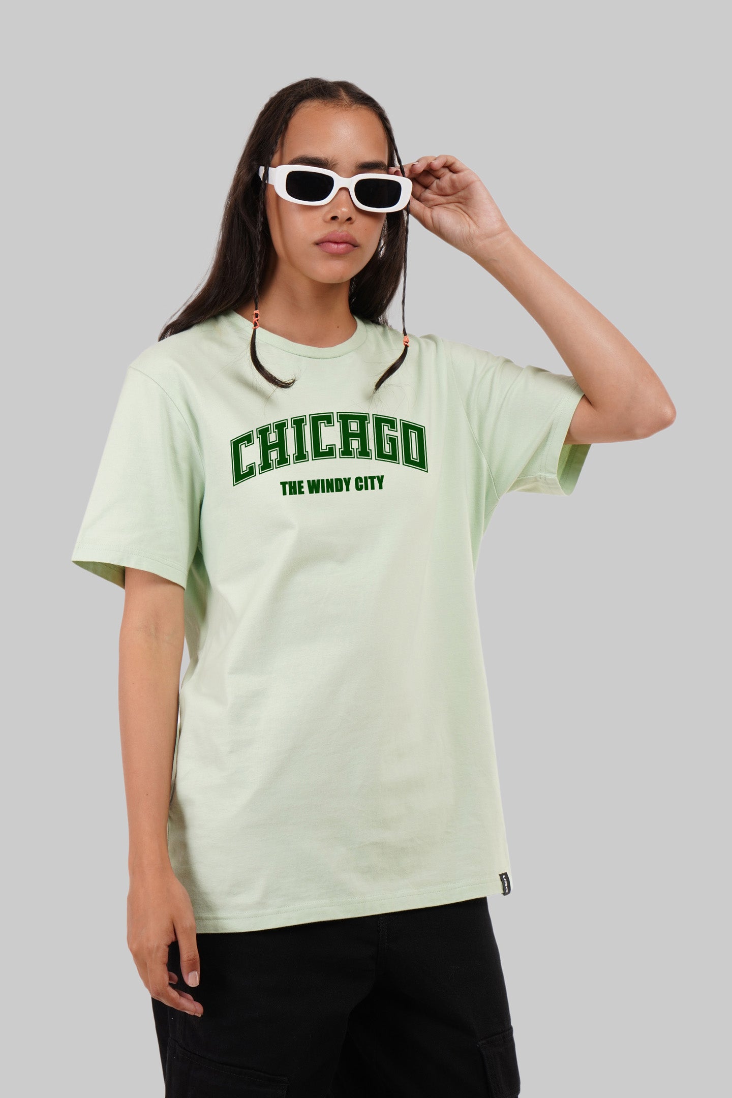 Chicago The Windy City Pastel Green Boyfriend Fit T-Shirt Women