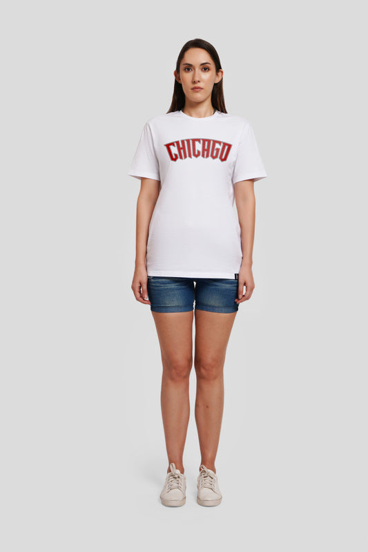 Chicago White Boyfriend Fit T-Shirt Women Pic 1