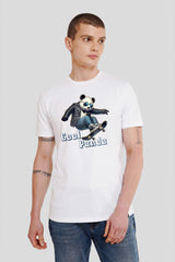 Cool Panda White Regular Fit T-Shirt Men Pic 1