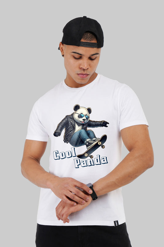 Cool Panda White Regular Fit T-Shirt Men