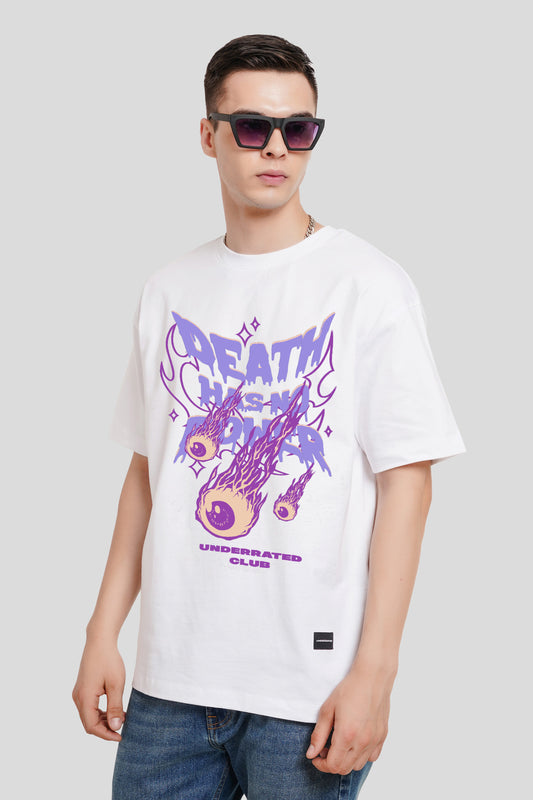 Death Has No Power White Printed T-Shirt Men Oversized Fit