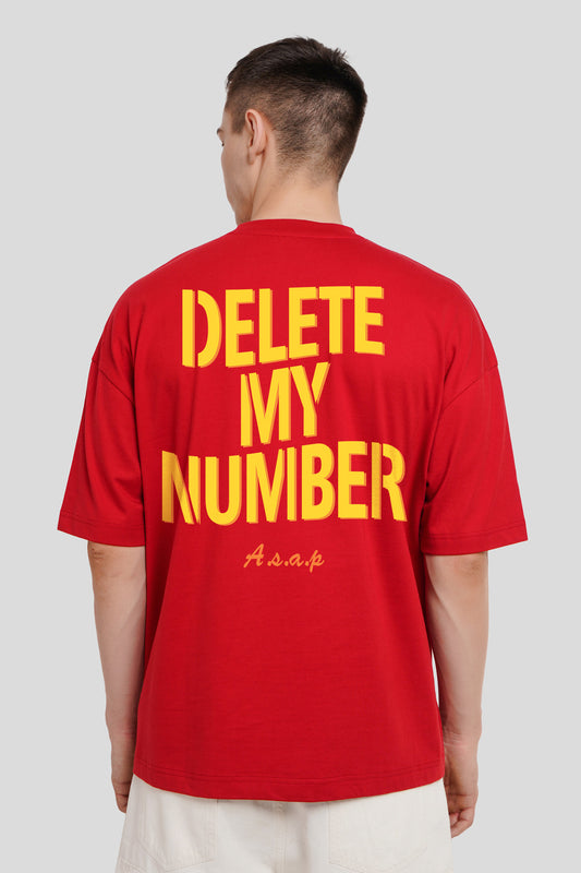 Delete My Number Red Baggy Fit T-Shirt Men