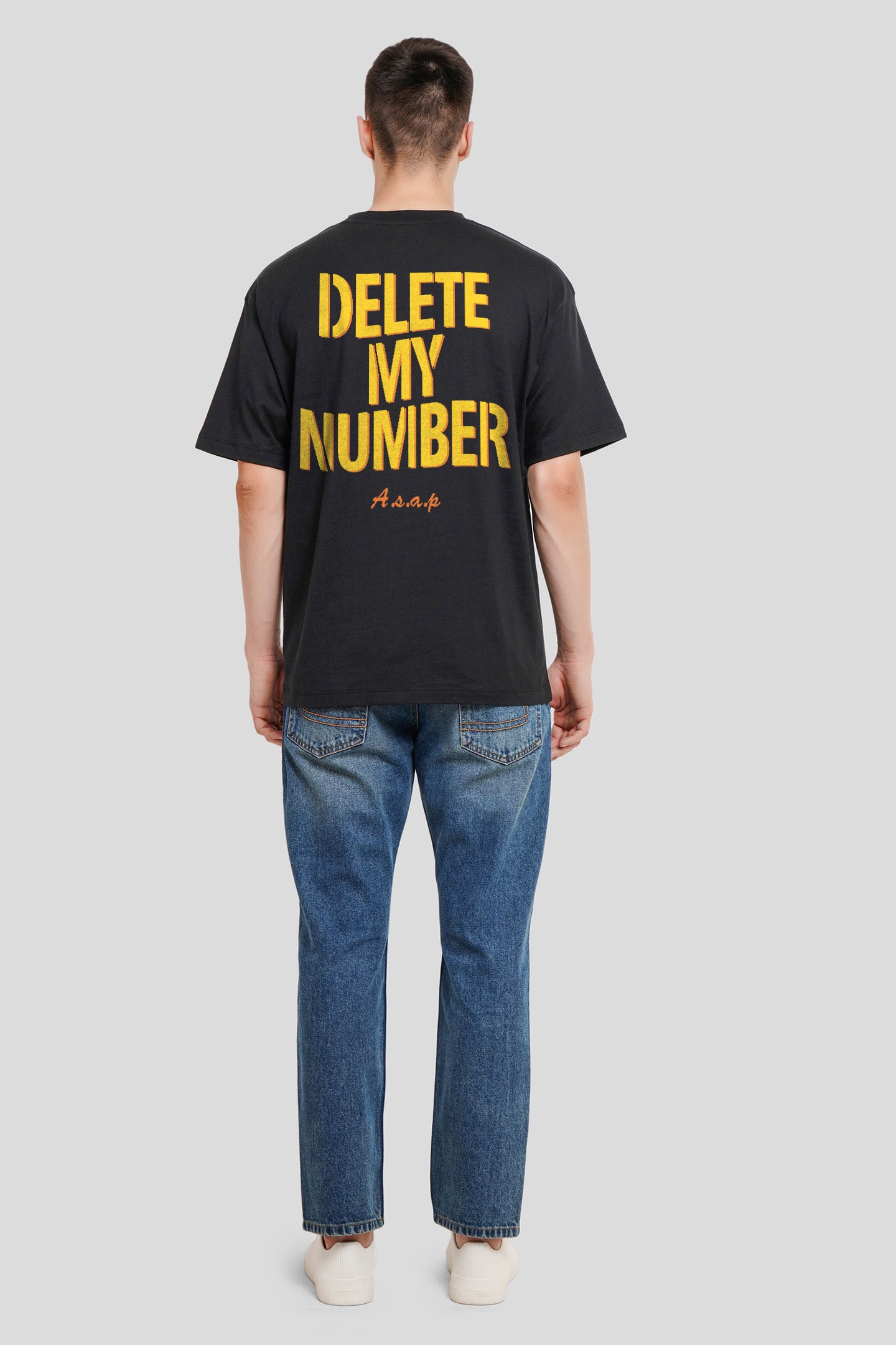 Delete My Number Black Oversized Fit T-Shirt Men