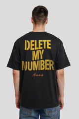 Delete My Number Black Oversized Fit T-Shirt Men