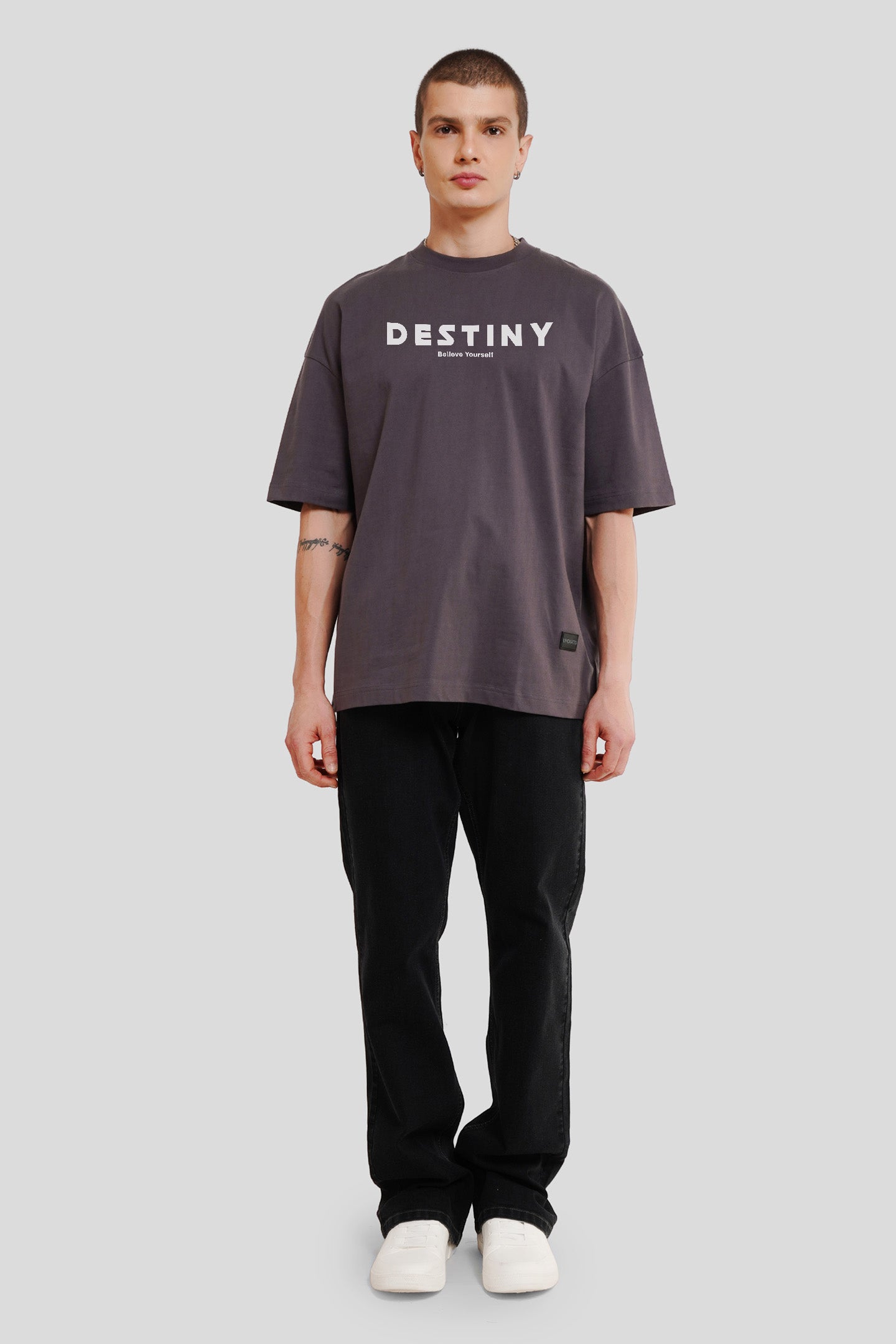 Destiny Dark Grey Printed T-Shirt