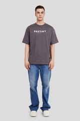 Destiny Dark Grey Printed T Shirt Men Oversized Fit With Front Design Pic 3