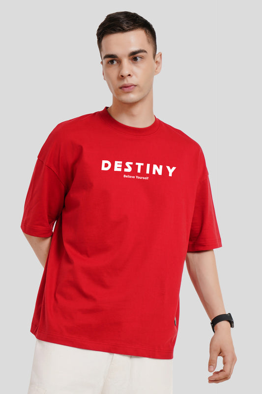 Destiny Red Printed T-Shirt Men Baggy Fit