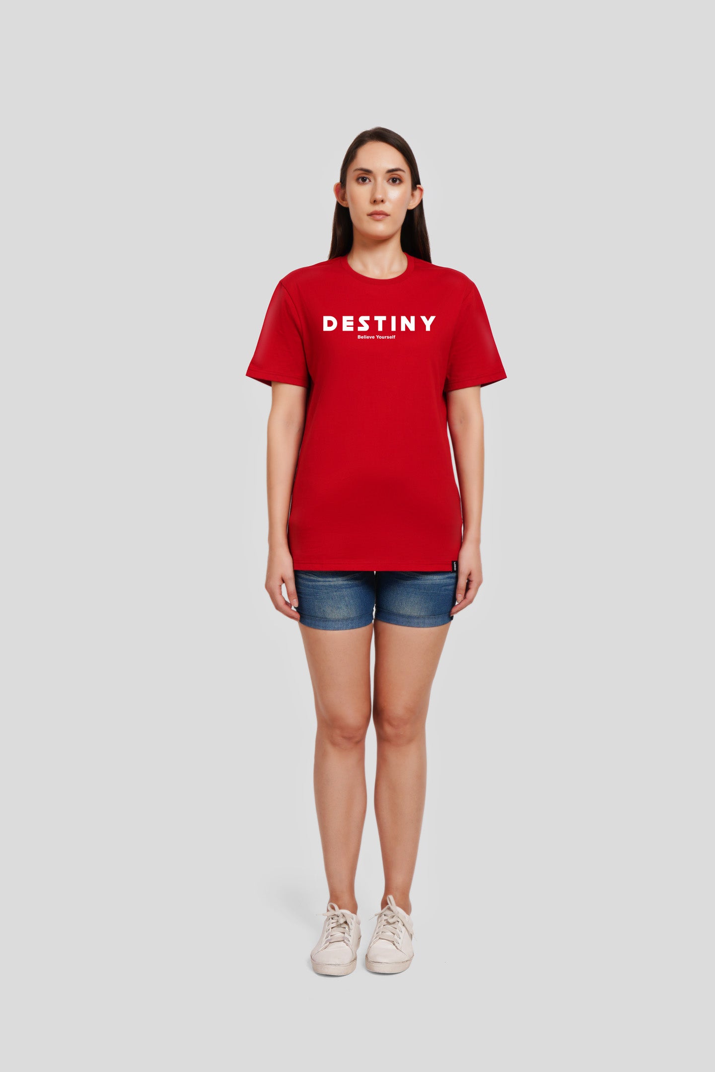 Destiny Red Printed T-Shirt Women Boyfriend Fit