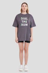 Dial The Number Dark Grey Oversized Fit T-Shirt Women