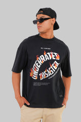 Disaster Flames Black Baggy Fit T-Shirt Men