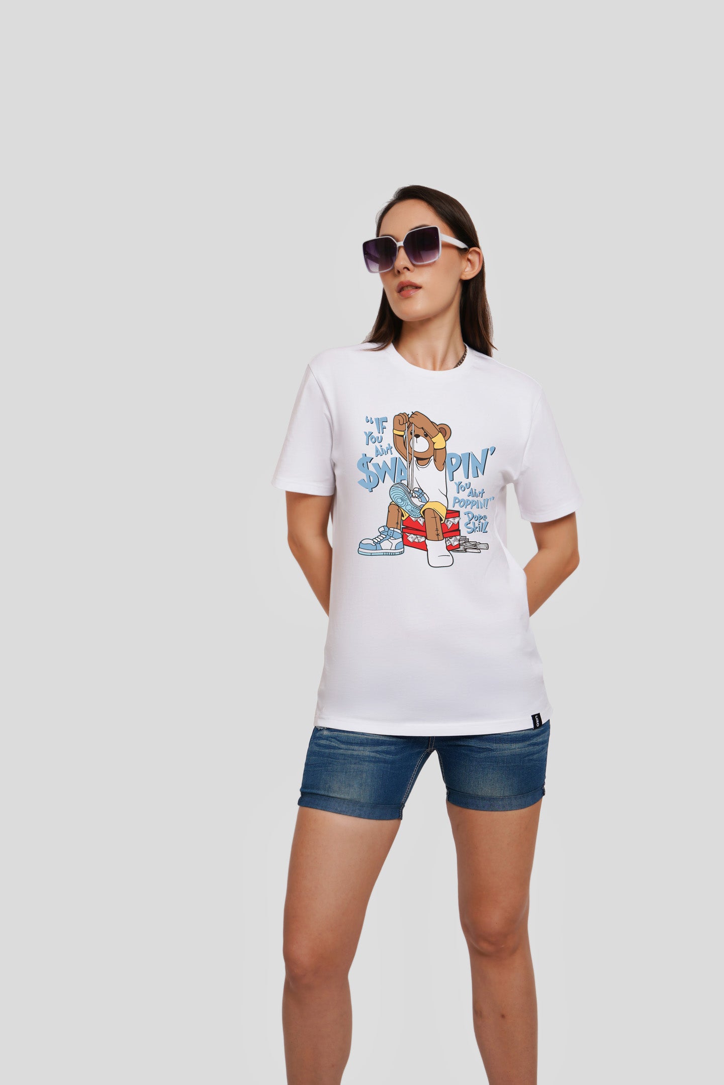 Dope Skill White Printed T Shirt Women Boyfriend Fit With Front Design Pic 1