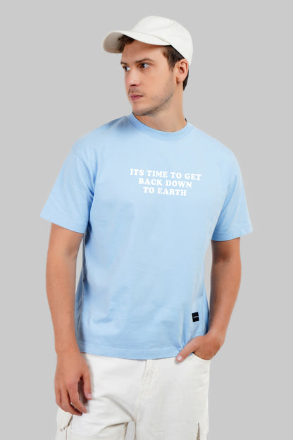 Down To Earth Powder Blue Oversized Fit T-Shirt Men