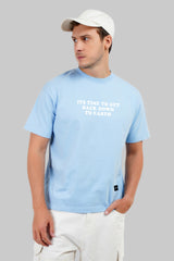 Down To Earth Powder Blue Oversized Fit T-Shirt Men