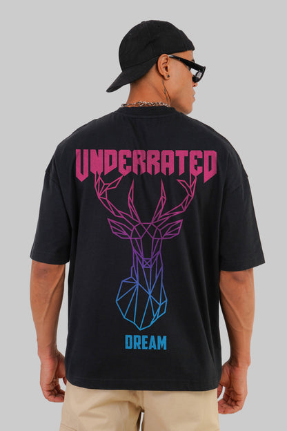 Dreaming Deer Black Baggy Fit T-Shirt Men