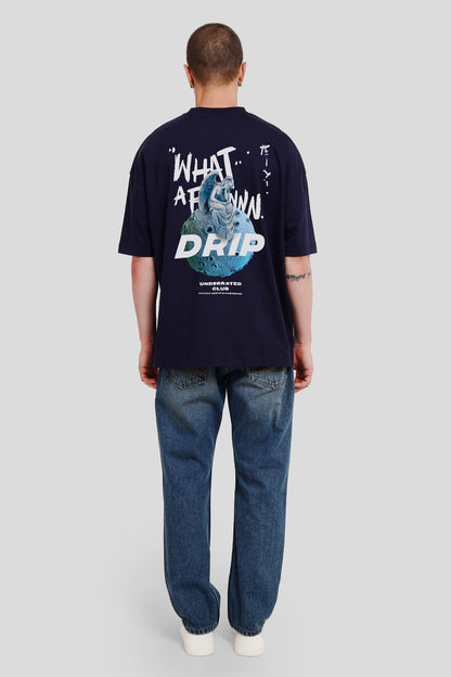 Drip Navy Blue Printed T-Shirt