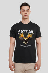 Eagle Black Printed Regular T-Shirt