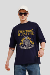 Everything Just Fine Navy Blue Printed T-Shirt