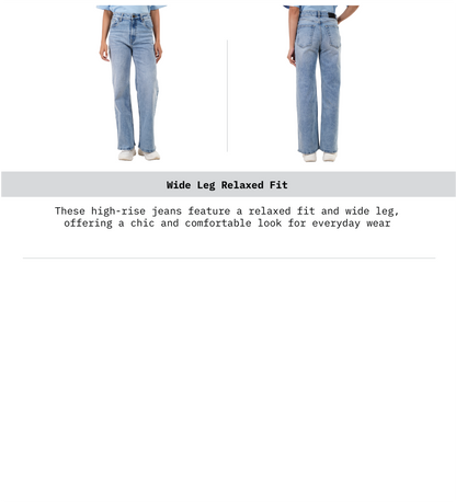 Fit Guide Of Wide Leg Relaxed Fit Women Denim 