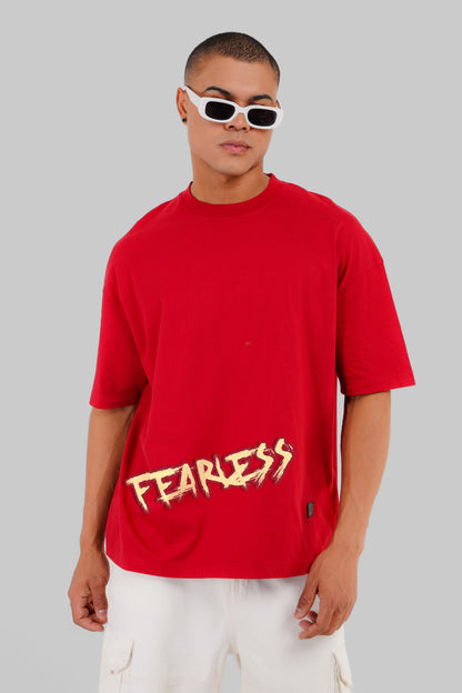 Fearless Skull Red Baggy Fit T-Shirt Men Pic 2